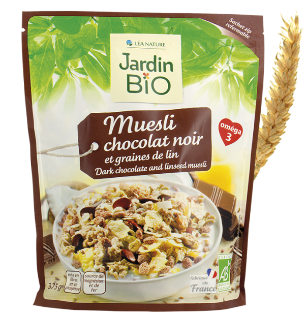 Jardin Bio Muesli Chocolat Noir et Graines de Lin 375g Green Village
