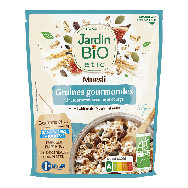 Jardin Bio Muesli aux Graines Gourmandes Sans Sucres Ajoutés 375g