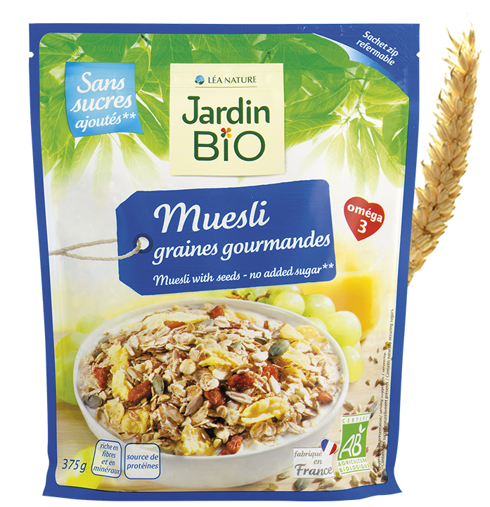 Jardin Bio Muesli aux Graines Gourmandes Sans Sucres Ajoutés 375g