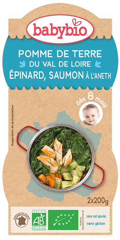 Babybio Pomme De Terre Du Val De Loire Epinard Saumon A L Aneth 2x2g Green Village Maroc