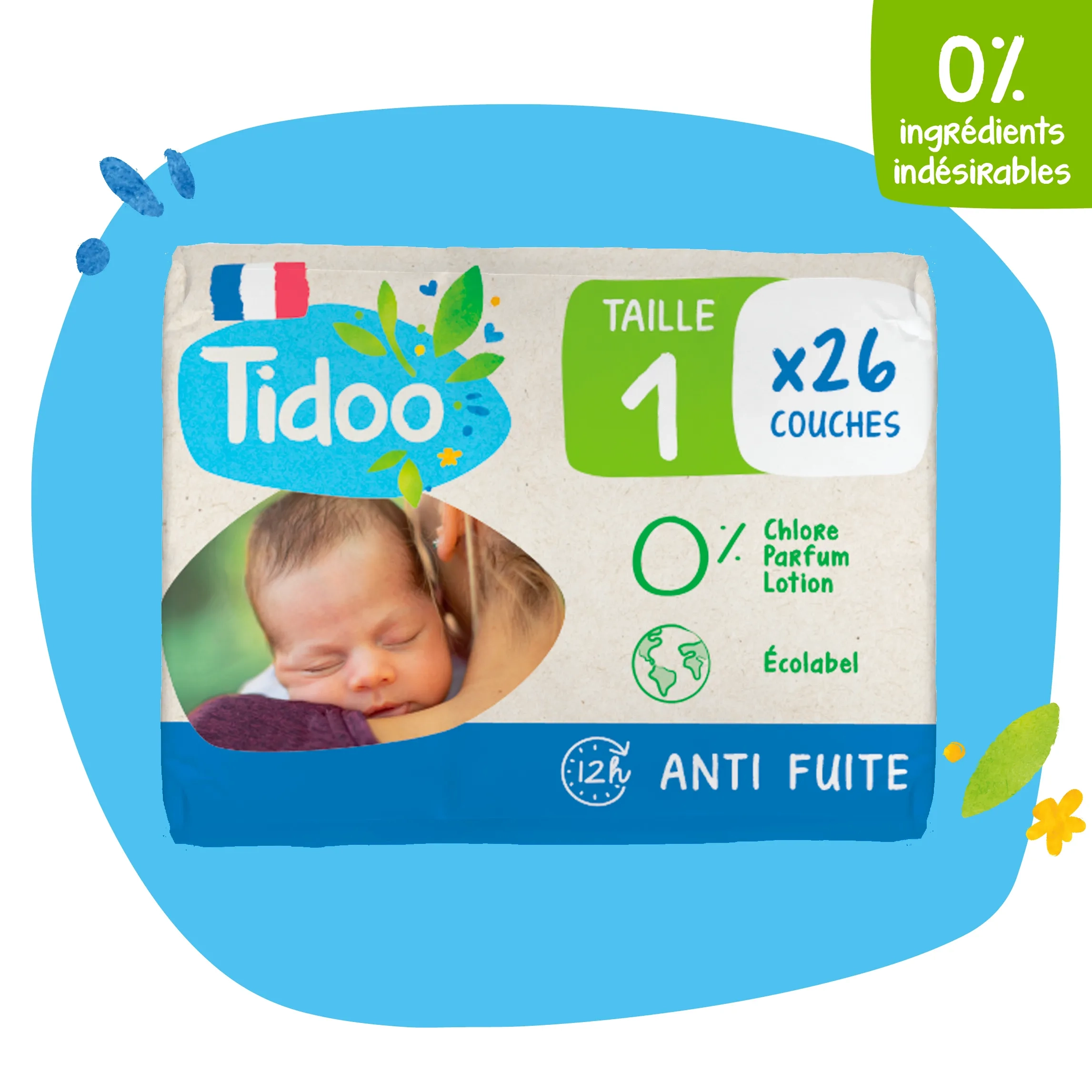 Tidoo Couche Taille 1 / 2-5Kg 26 Unités – Green Village Maroc