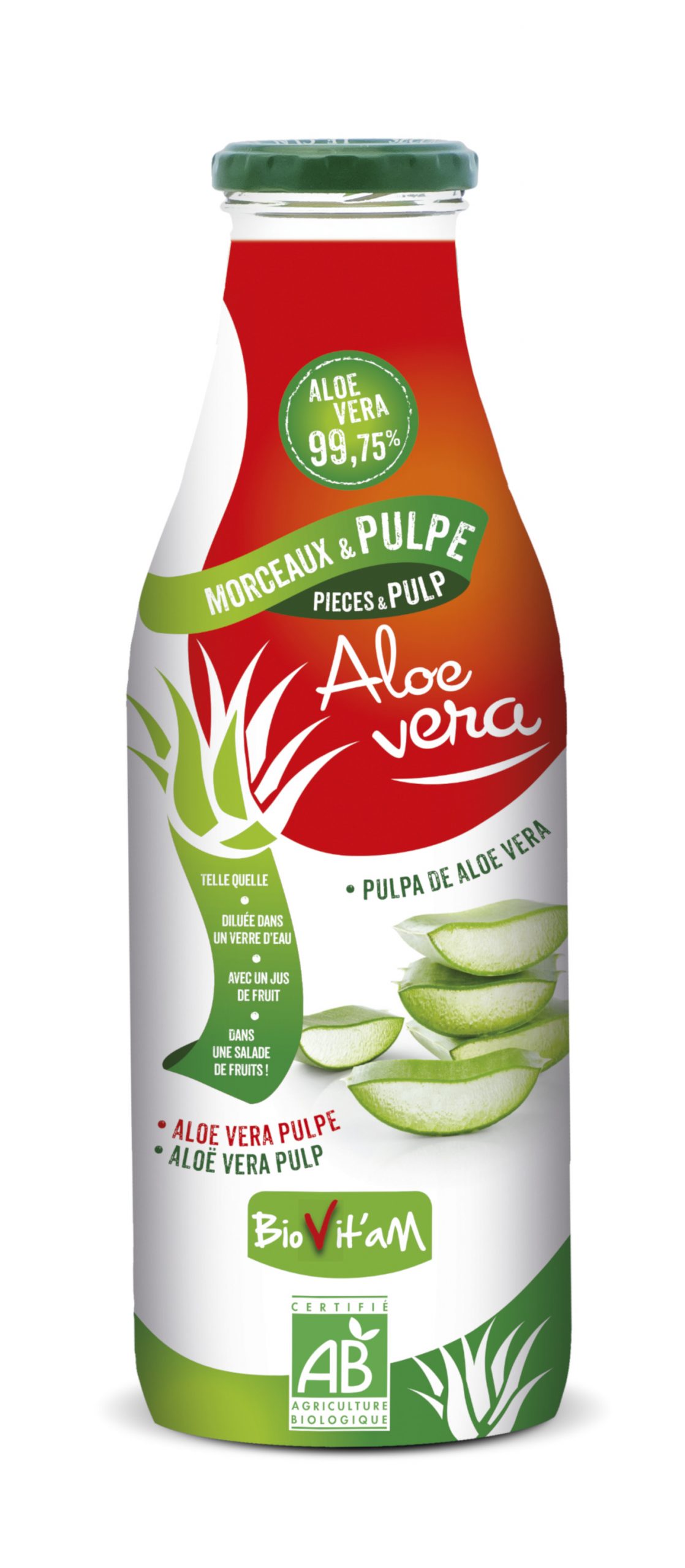 Bio Vitam Jus d’Aloe Vera Morceaux & Pulpe 1L – Green Village Maroc