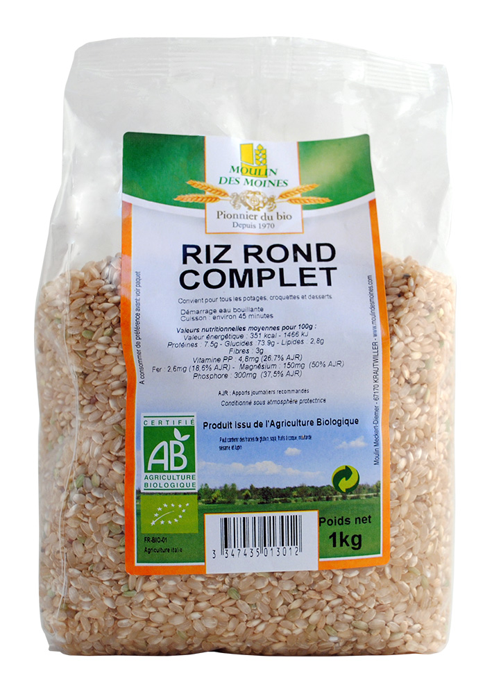 Moulin des Moines Riz Rond Complet 1Kg – Green Village Maroc