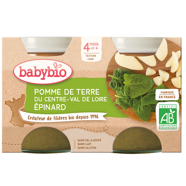 Babybio Pomme De Terre Du Centre Val De Loire Epinard 2x130g Green Village Maroc