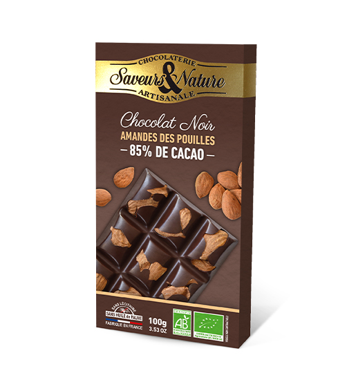 Tablette chocolat noir sans sucre ajouté 65% cacao