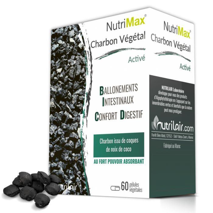 Nutrimax Charbon Végétal Activé 60 Gélules – Green Village Maroc