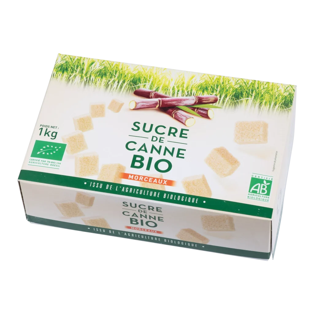 Sucre de canne roux en morceaux - 1kg, Elibio