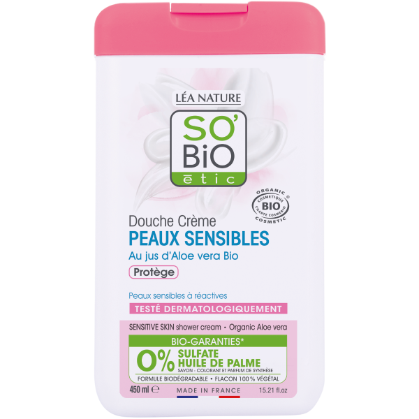 So Bio  Douche Crème Peaux Sensibles au Jus d'Aloe Vera 450Ml