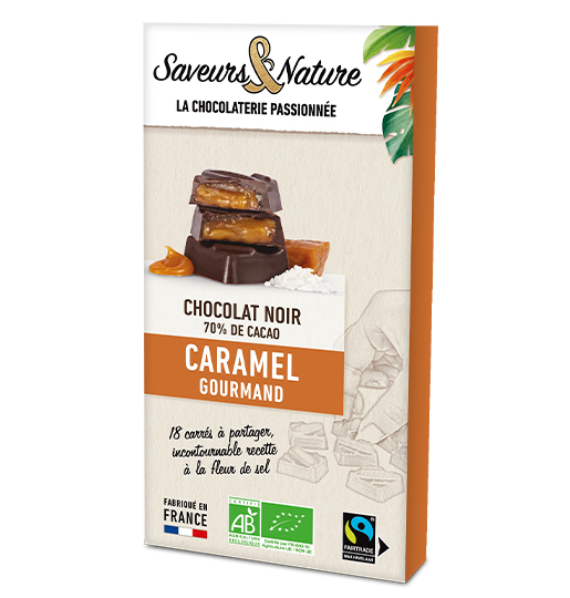 Saveurs et Nature Chocolat 70% Fourré Caramel Sel 80G