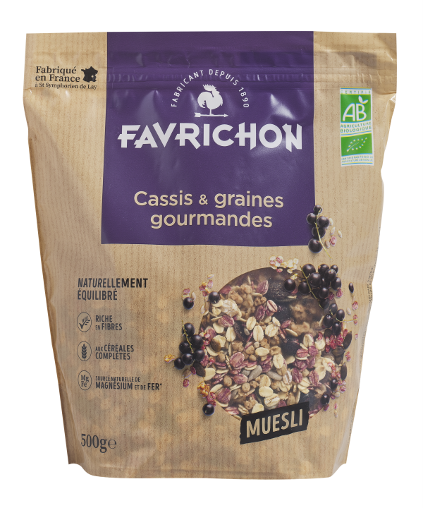 Favrichon Muesli Pépites & Flocons Cassis & Graines Gourmandes 500G