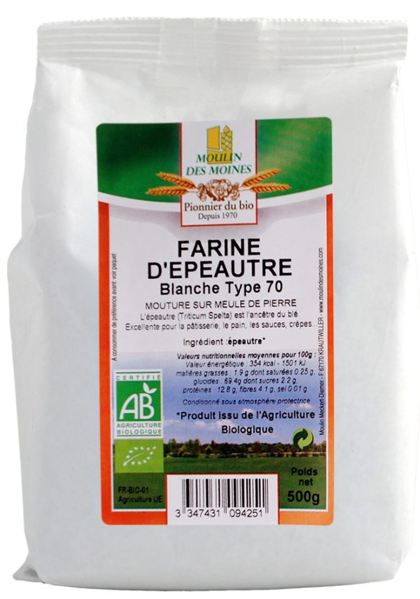 Moulin des Moines Farine d’Épeautre Blanche Type 70 500G