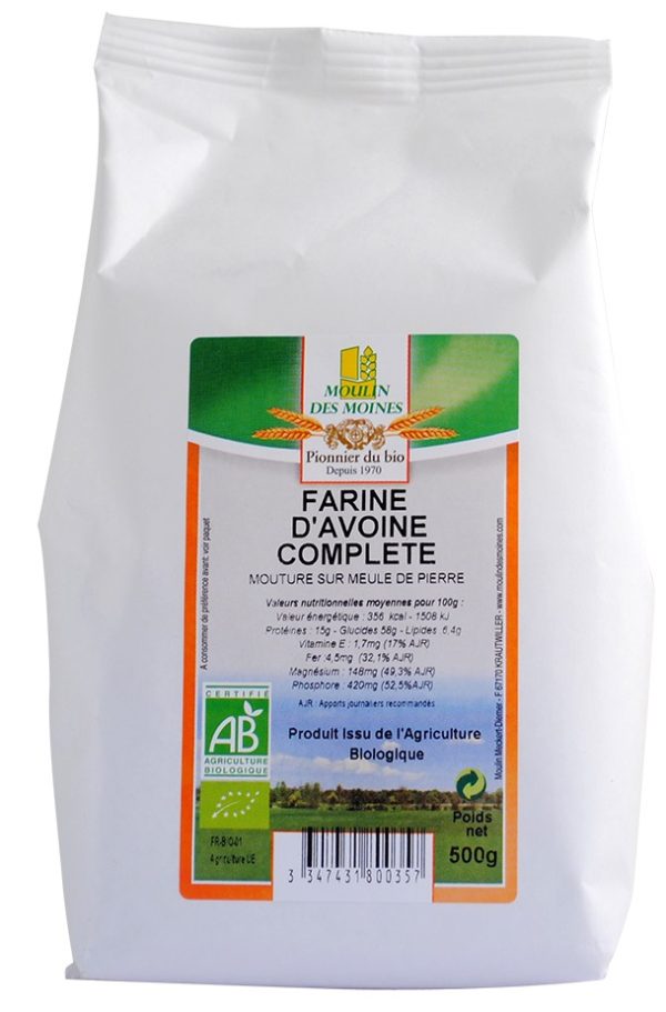 Moulin des Moines Farine d’Avoine Complète 500G