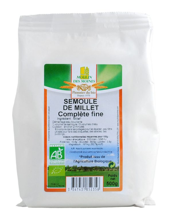 Moulin des Moines Semoule de Millet Jaune 500G