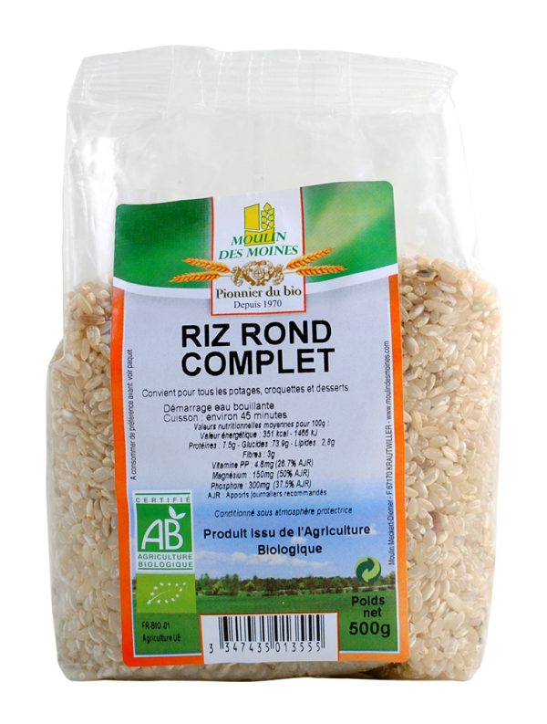 Moulin des Moines Riz Rond Complet 500G