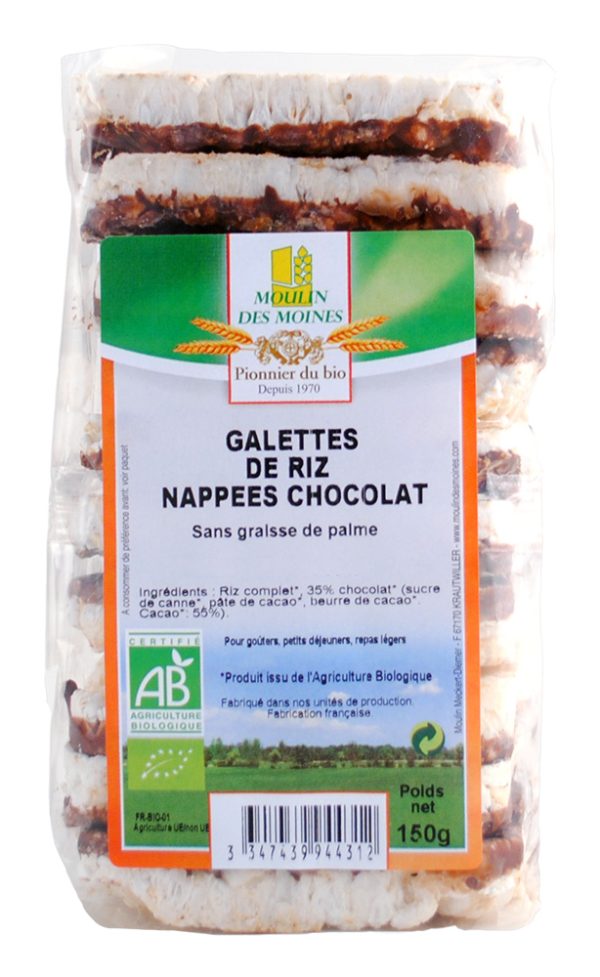 Moulin des Moines Galettes de Riz Nappées au Chocolat 150G