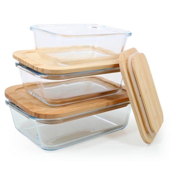 Pebbly Set 3 Boites en Verre / Bomboo
