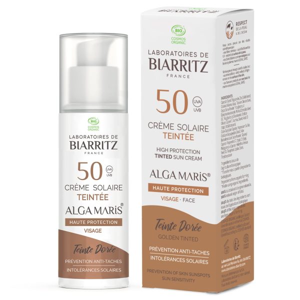 Biarritz Crème Solaire Visage Teintée Dorée SPF50 50Ml