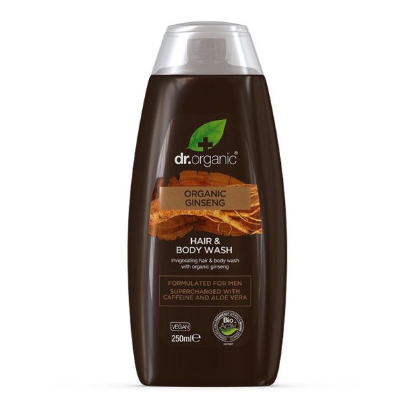 Dr Organic Ginseng - Gel Douche Cheveux et Corps pour Hommes 250Ml
