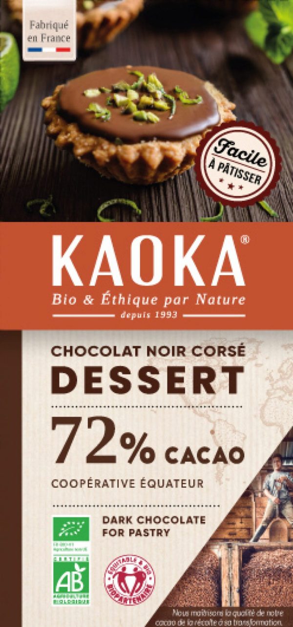 Kaoka Tablette Dessert Noir 72% Cacao Équateur 200G