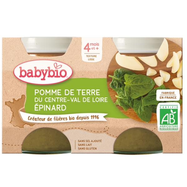 Babybio Pomme de Terre du Centre-Val de Loire Épinard 2X130G