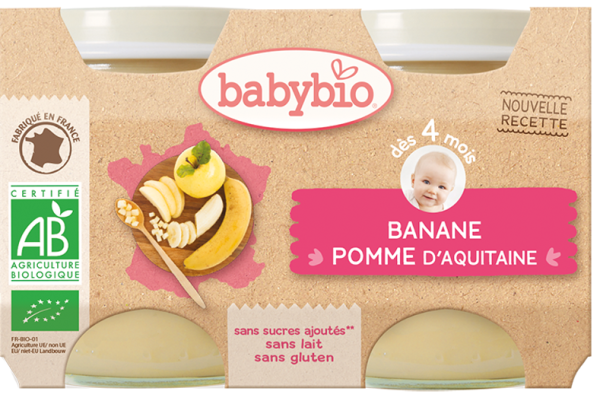 Babybio Banane Pomme d'Aquitaine 2X130G