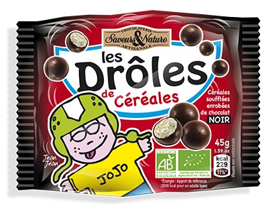 Saveurs et Nature Billes 3 Céréales Enrobées de Chocolat Noir 45G