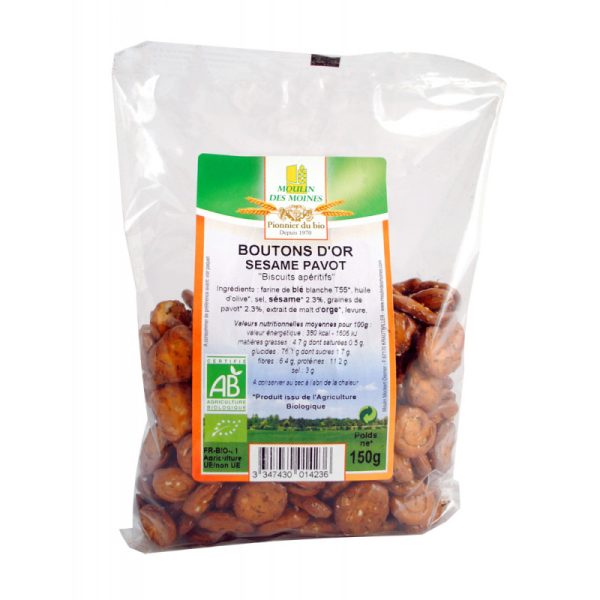 Moulin des Moines Bouton d'Or Blé Sésame Pavot 150G