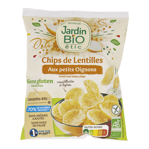 Jardin Bio Chips de Lentilles aux Petits Oignons 50G