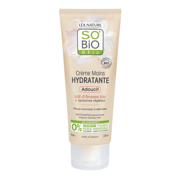 So Bio  So Crème Mains Hydratante Lait d'Ânesse - Pour Tous Types de Peaux -75Ml