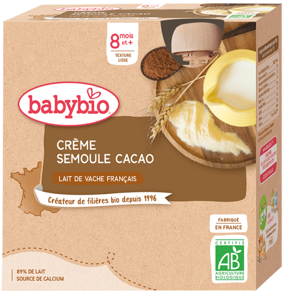 Babybio Crème Semoule Cacao 4x85G