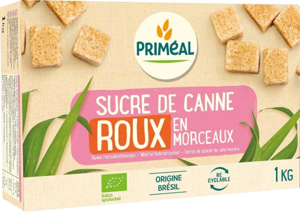 Primeal Sucre de Canne Roux en Morceaux 1Kg