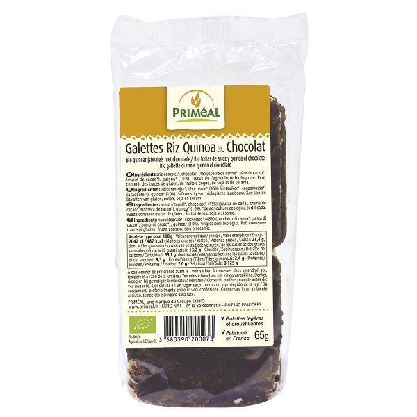 Primeal Galettes Riz Quinoa au Chocolat 65G
