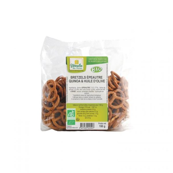 Moulin des Moines Bretzels Épeautre Quinoa 150G
