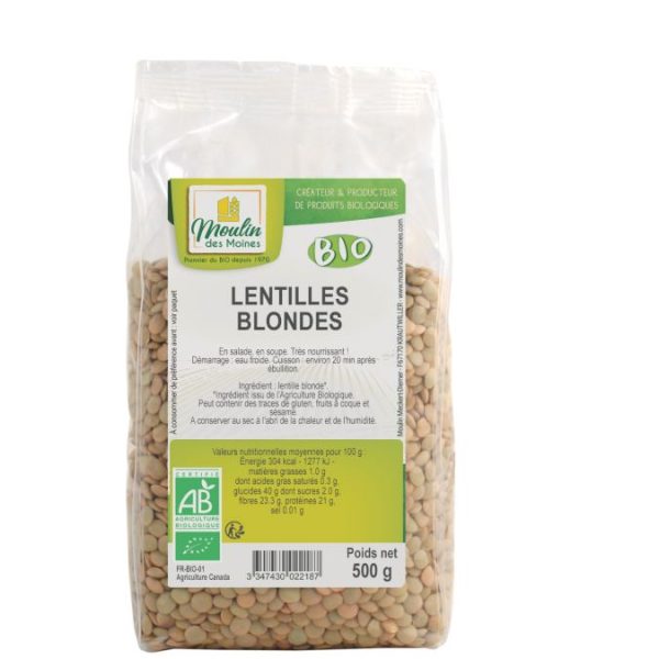 Moulin des Moines Lentilles Blondes 500G