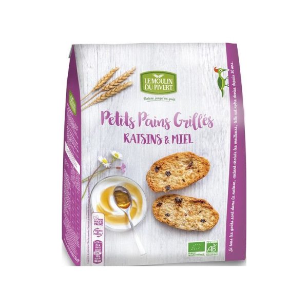 Le Moulin du Pivert Petit Pain Grillé Miel et Raisins 225G