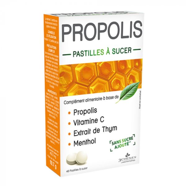 Les 3 Chênes Propolis 40 Pastilles à Sucer sans Sucre