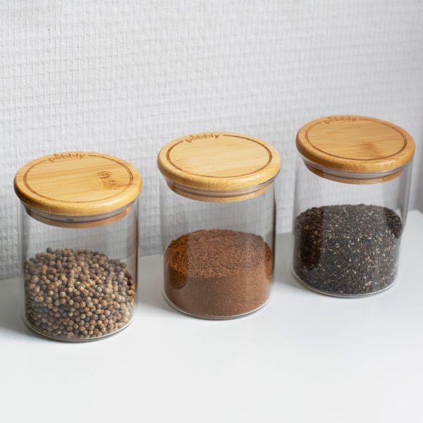 Pebbly Set de 3 Boites en Verre à Épices 180Ml