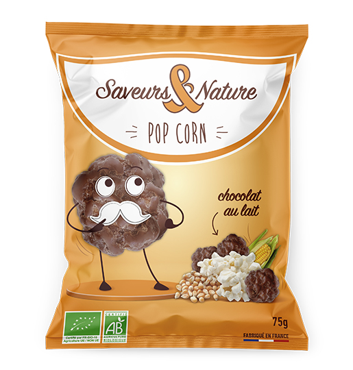 Saveurs et Nature Pop Corn Enrobé de Chocolat au Lait 75G
