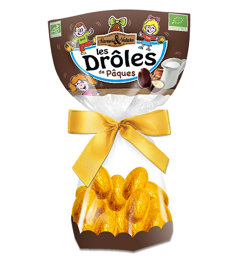 Saveurs et Nature Sachet D'Œufs Enrobés de Chocolat Noir au Cœur Fondant Lacté 150G