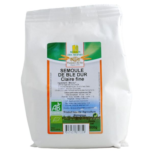 Moulin des Moines Semoule de Blé Dur Fine 500G