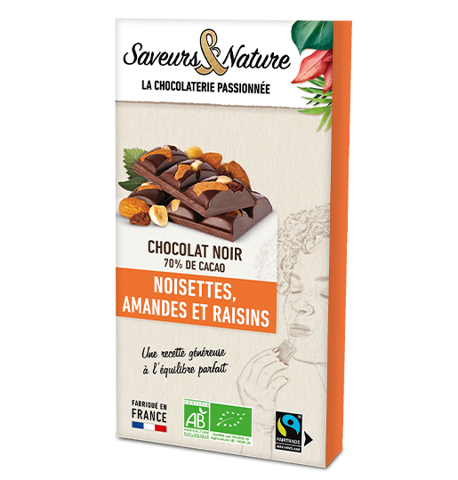 Saveurs et Nature Chocolat Noir 70% Incrusté Mendiant 100G