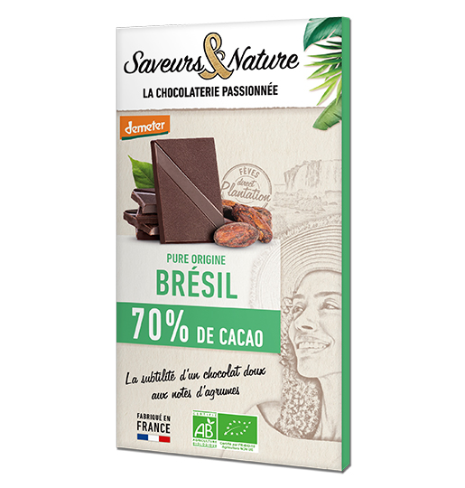 Saveurs et Nature Chocolat Noir 70% Brésil 80G