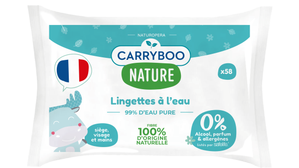 Carryboo Lingettes à l'Eau Pure 58 Unités