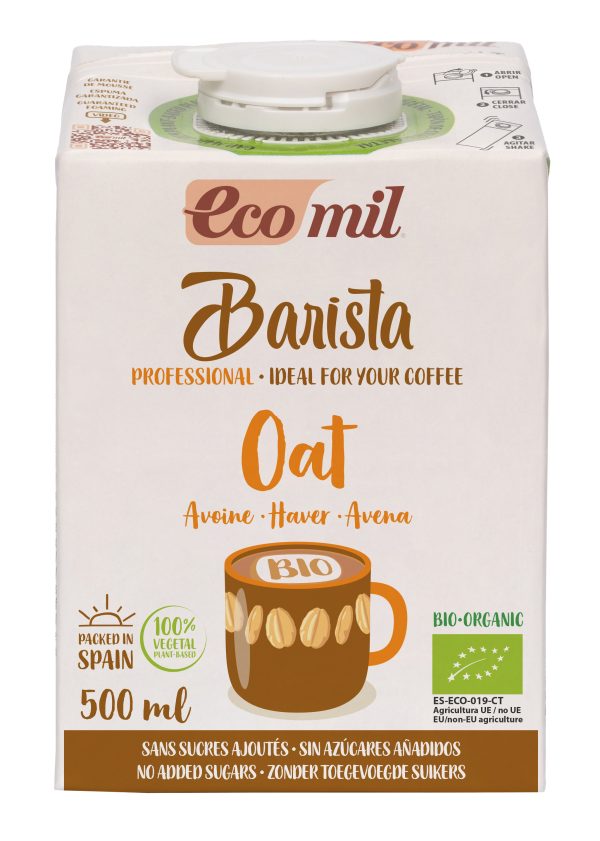 Ecomil Boisson d'Avoine Barista sans Sucres Ajoutés 500Ml