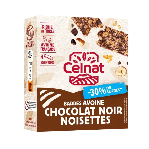 Celnat Barre Avoine Chocolat Noisette 4X25G