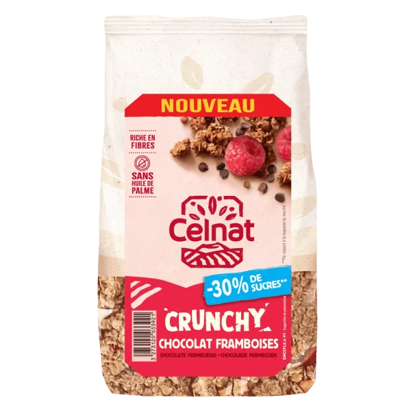 Celnat Crunchy Chocolat Framboises 30% Sucres 400G