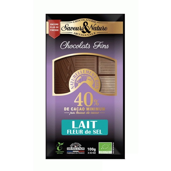 Chocolat Noir 40 au Lait Fleur de Sel 100 g SAVEURS & NATURE