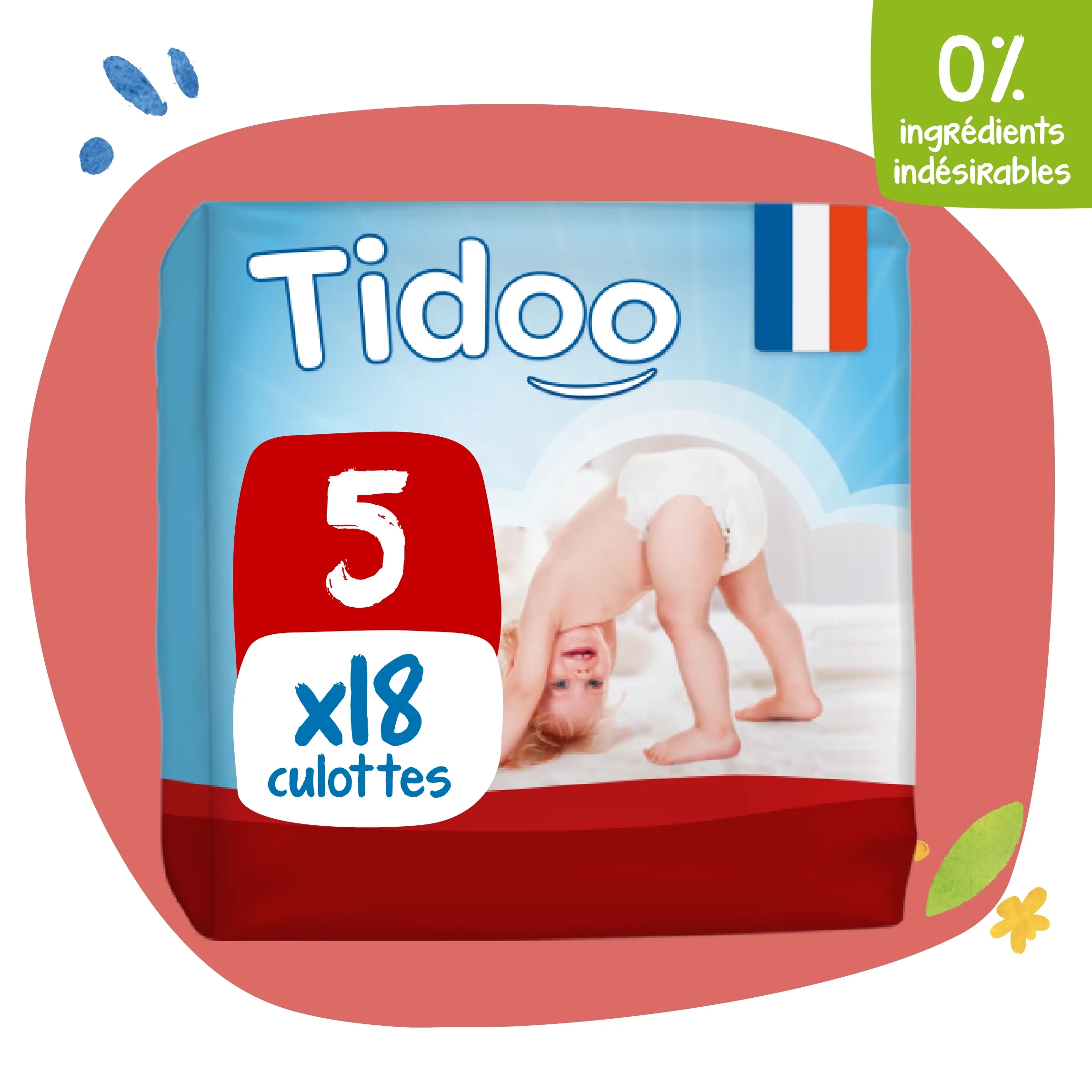 Tidoo Culotte d’Apprentissage Écologique Taille 5 /12-18Kg 18 Unités