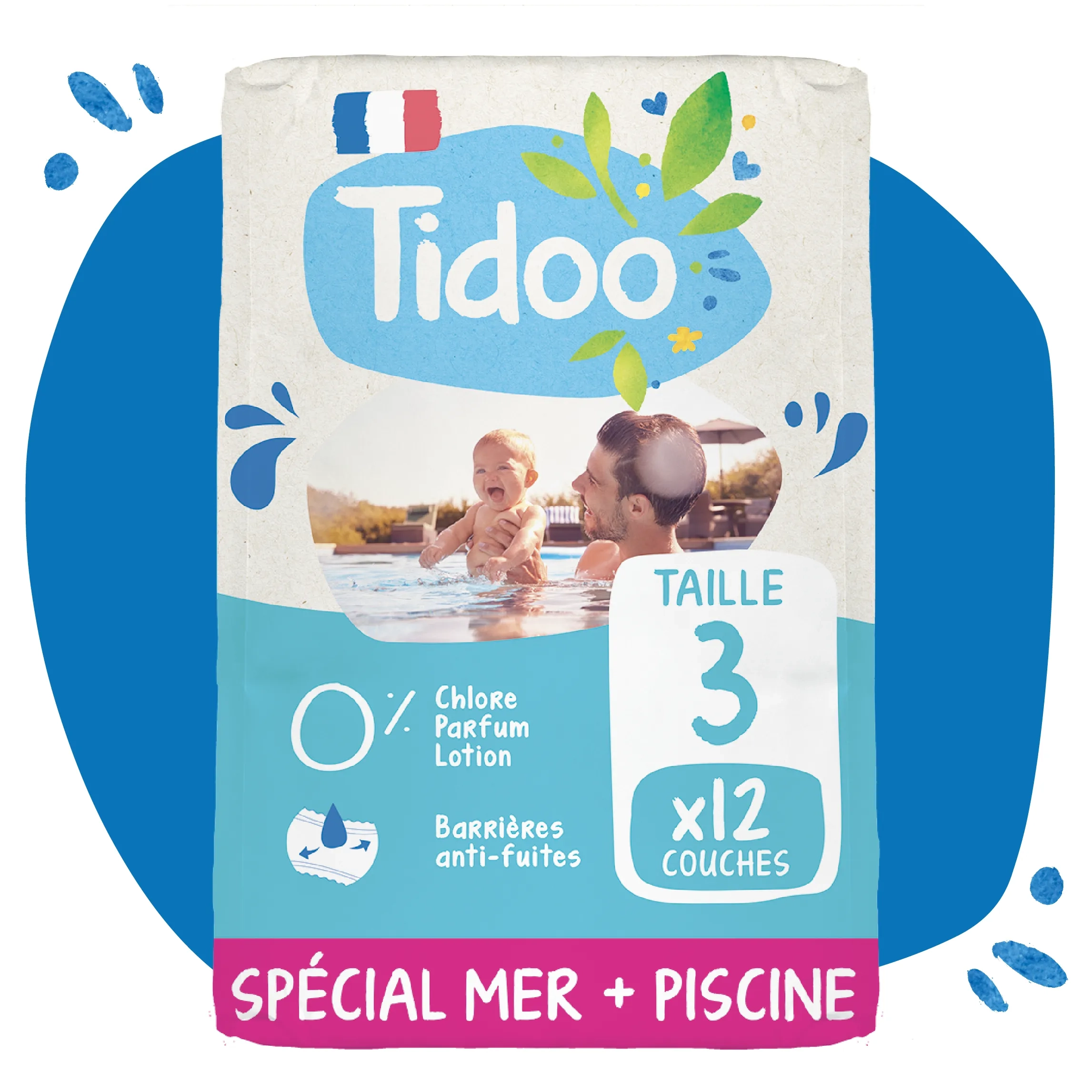 Tidoo Couche de Bain 4-9Kg 12 Unités