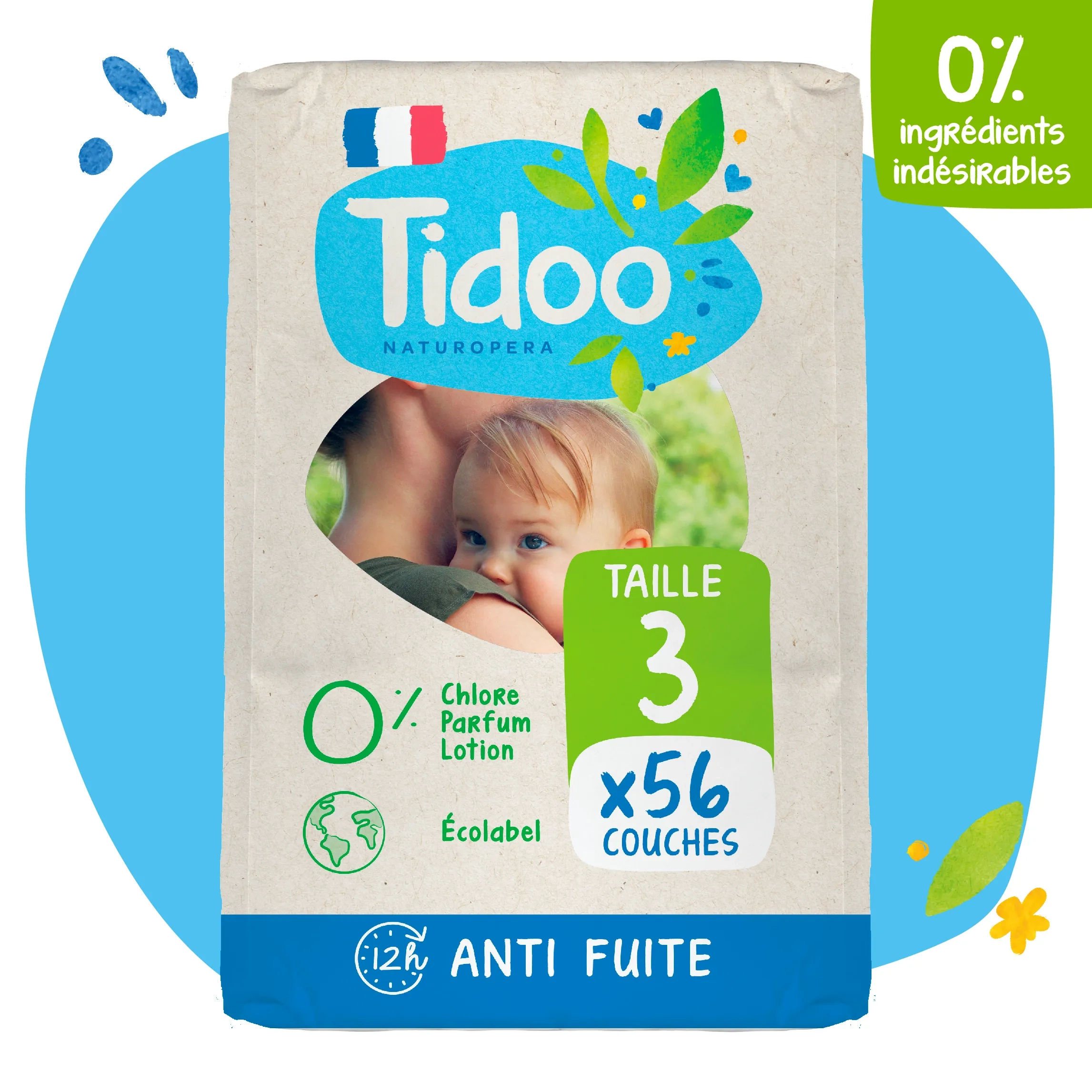 Tidoo Couche Taille 3 / 4-9Kg 56 Unités